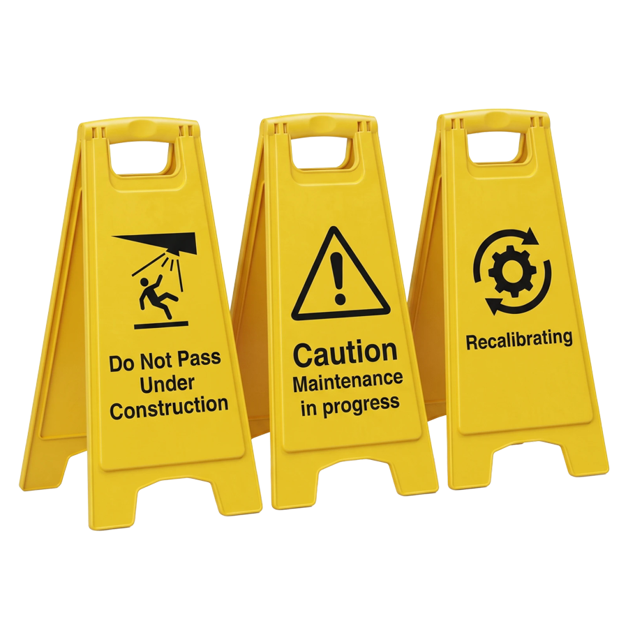 Do Not Pass — Under Construction / Caution — Maintenance in progress / Recalibrating